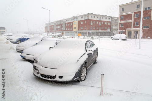 Heavy snowfall over night in Poland photo