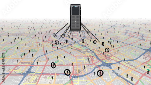 Tracking people using digital surveillance. photo