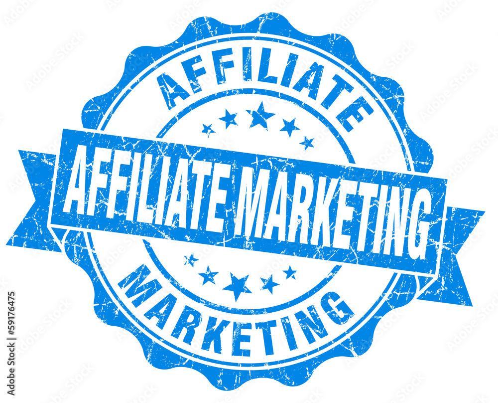 Obraz premium Affiliate marketing blue grunge vintage old style seal