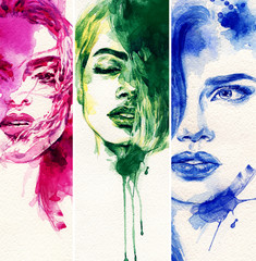 Crédence de cuisine Portrait aquarelle Beautiful woman. watercolor illustration  © Anna Ismagilova