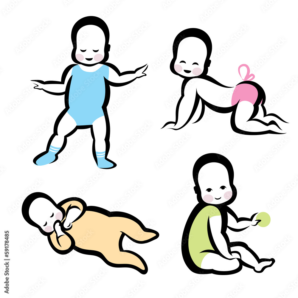 cheerful active baby vector symbols collection cheerful active baby vector symbols collection