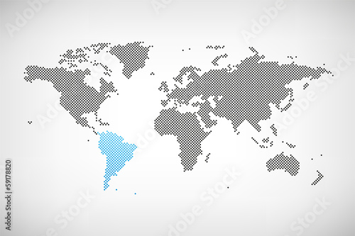 S  damerika in Welt-Karte