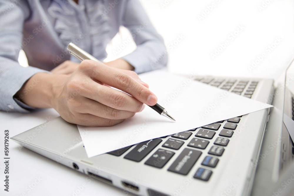 Hands of business woman with laptop computer Hands of business woman with laptop computer