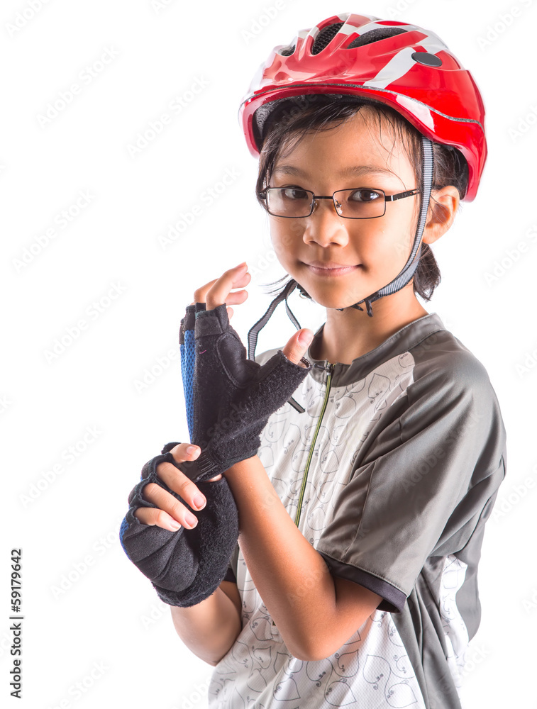 Little Asian Girl With Cycling Attire Little Asian Girl With Cycling Attire
