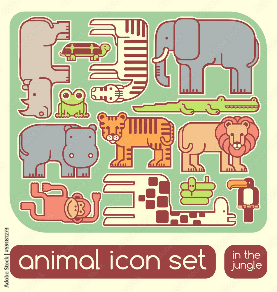 Obraz premium vector jungle animals set