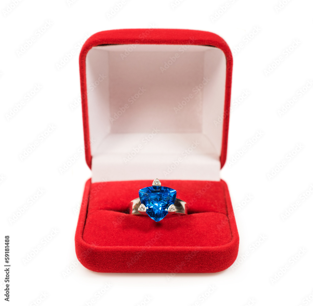 ring with sapphire crystal in red box ring with sapphire crystal in red box