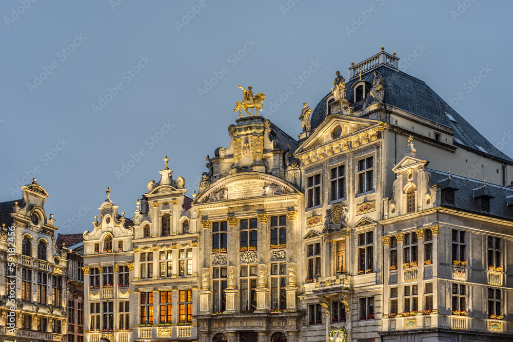 Guildhalls on Grand Place in Brussels, Belgium.