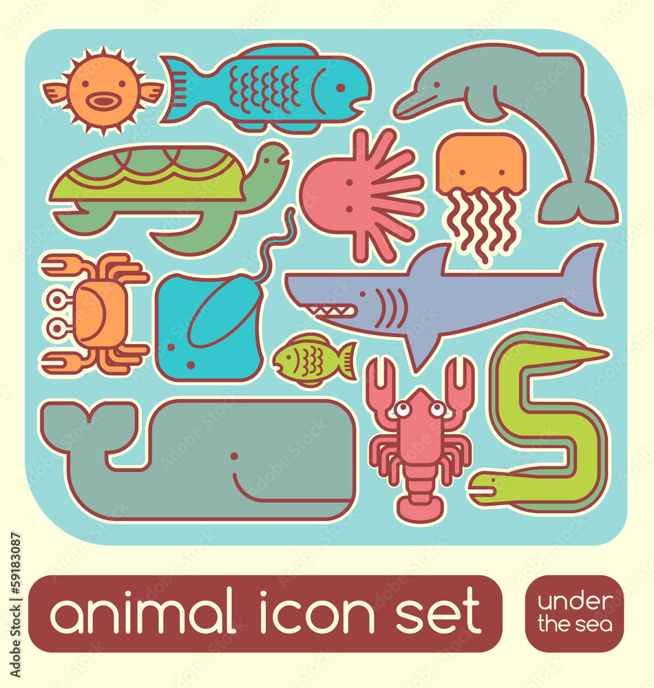Fototapeta premium sea animals set