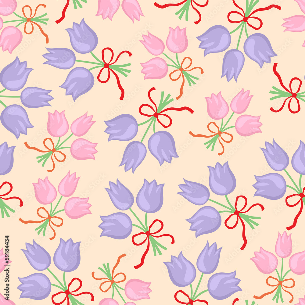 Pastel floral bouquet pattern seamless