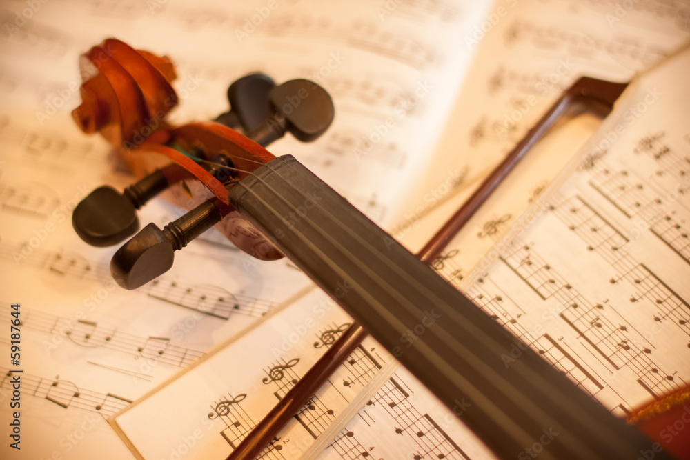Naklejka premium Violin with bow