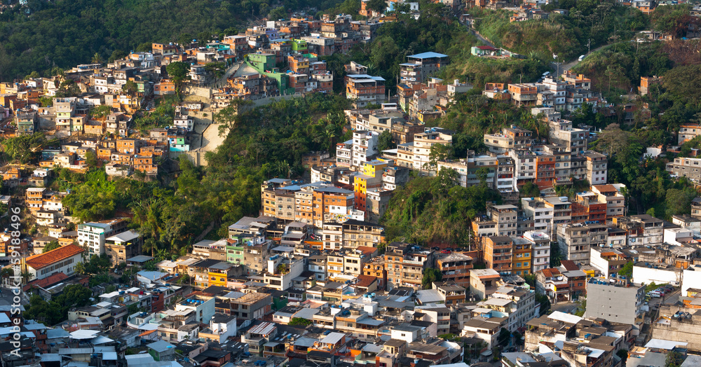 View of Poor Living Area on the Hills of Rio de Janeiro, Brazil