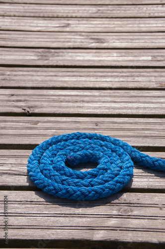 Blue mooring line