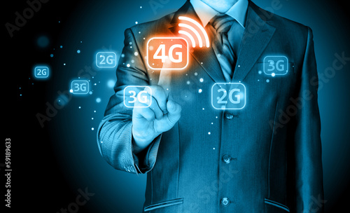 Businessman pushing 4g