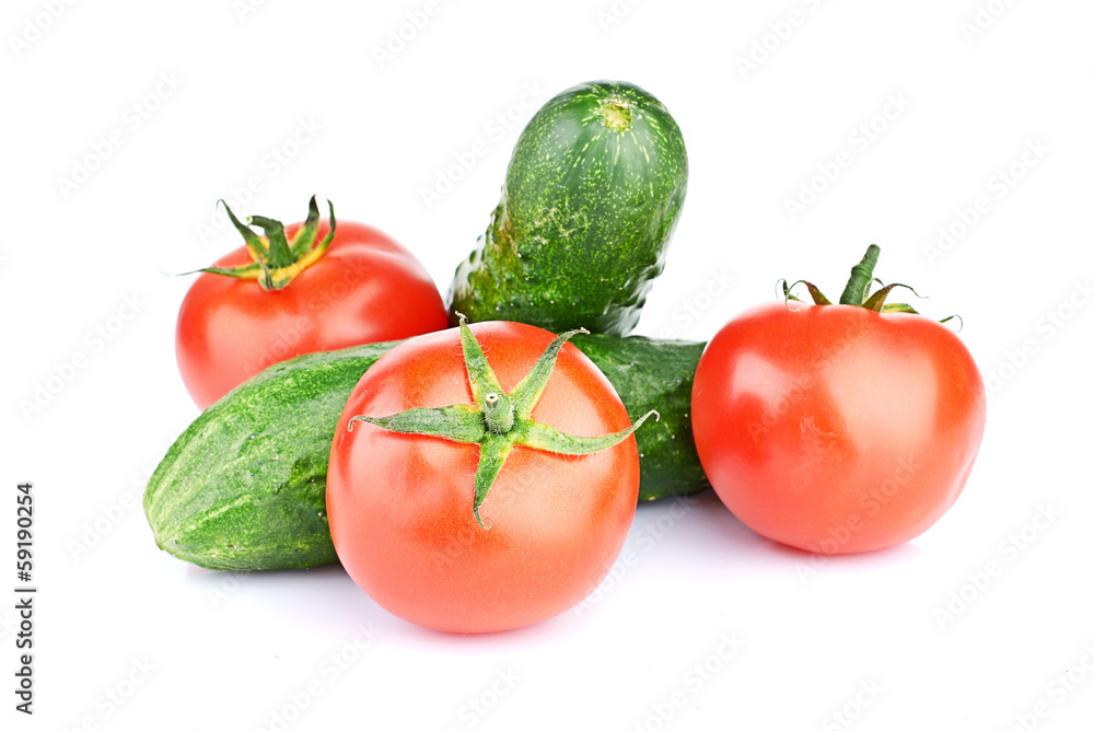 Ripe vegetables isolated on white background Ripe vegetables isolated on white background