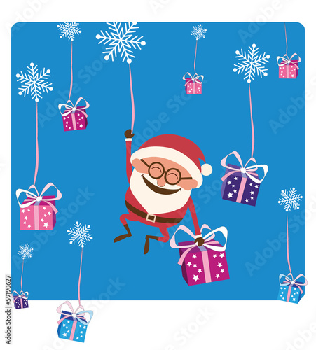 Santa Falling with Christmas Gifts
