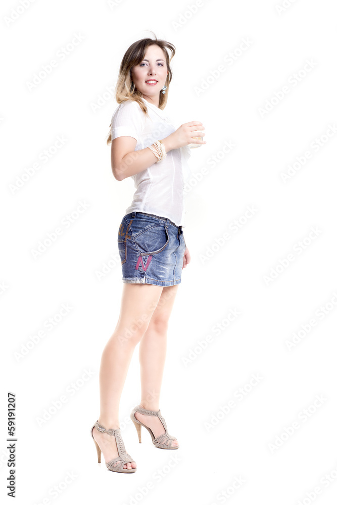 Isolated woman with a glass Isolated woman with a glass