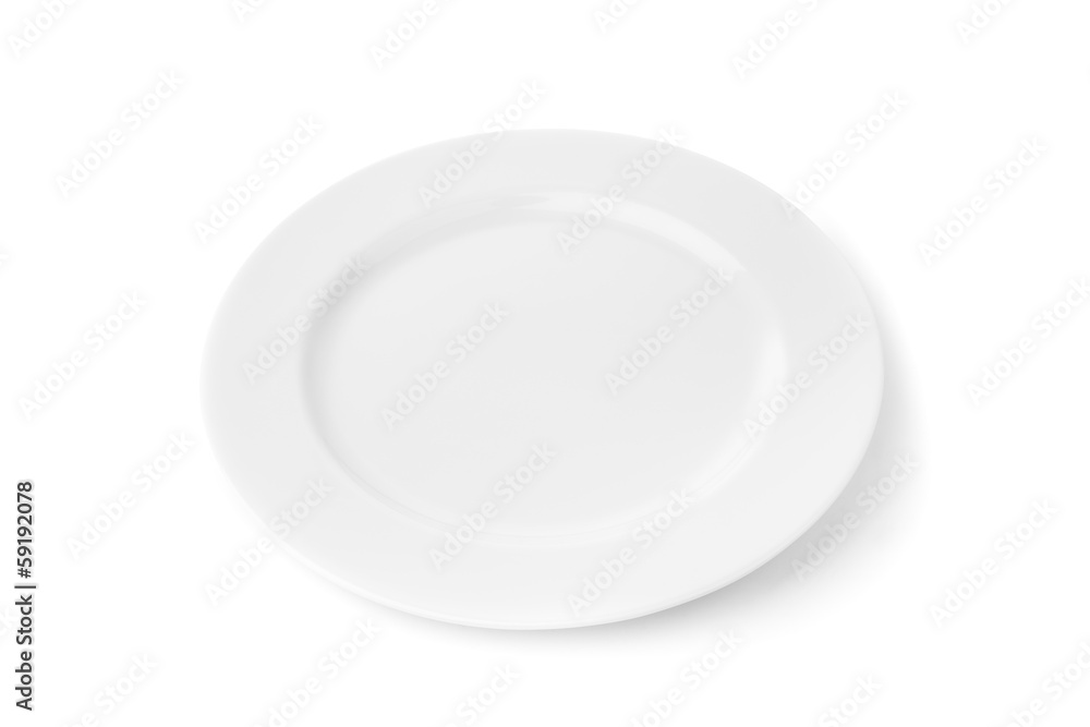 White porcelain plate for food. On a white background. White porcelain plate for food. On a white background.