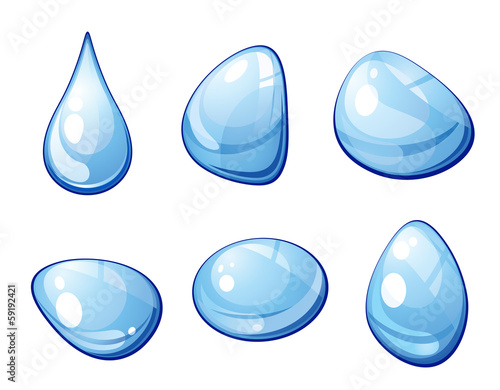 Blue water drops set