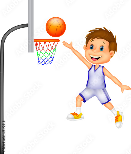 Cartoon boy playing basket ball
