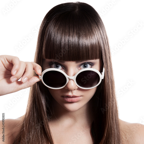 Fashion Woman With Sunglasses. Isolated