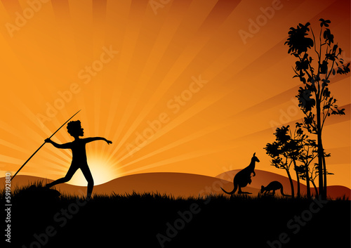 sunset with young aboriginal man