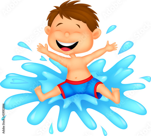 Boy jumping into the water