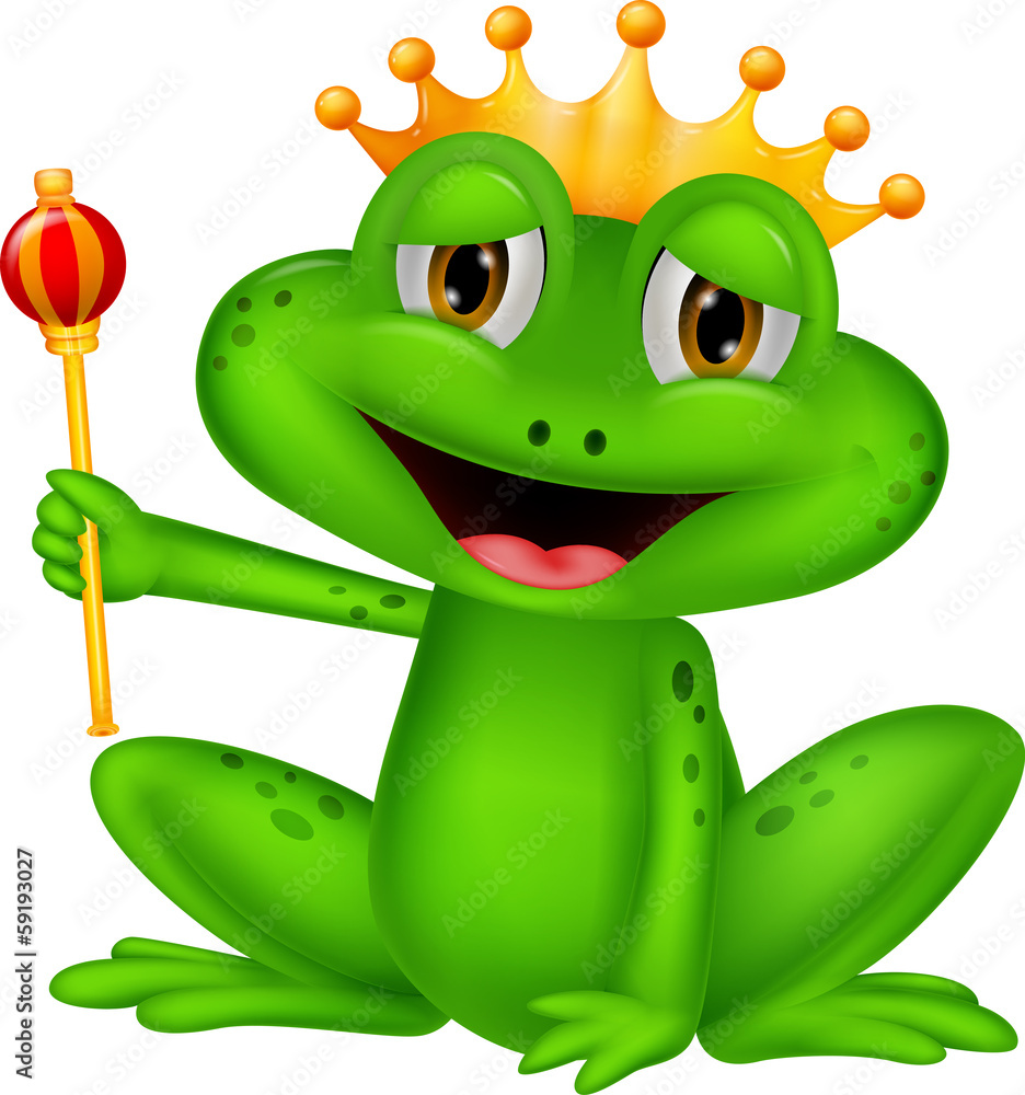 Naklejka premium Frog king cartoon