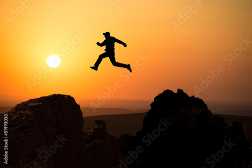 Hikers jumping