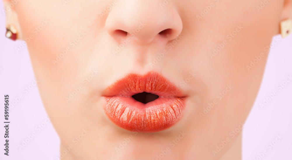 Obraz premium Beautiful woman red lips close up