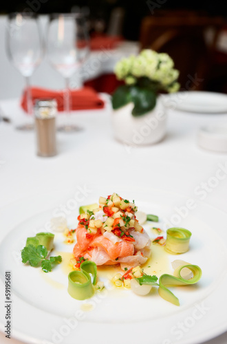 Ceviche of seabass and salmon