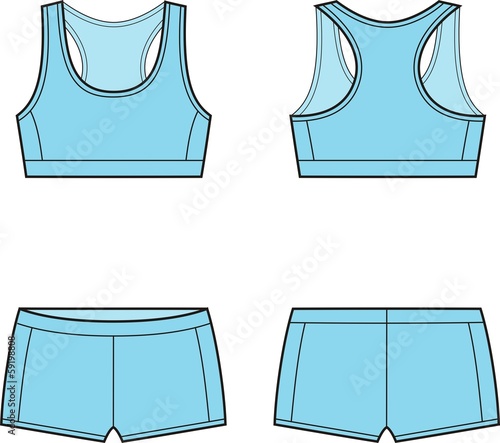 Vector illustration of women's sport underwear. Bra and shorts