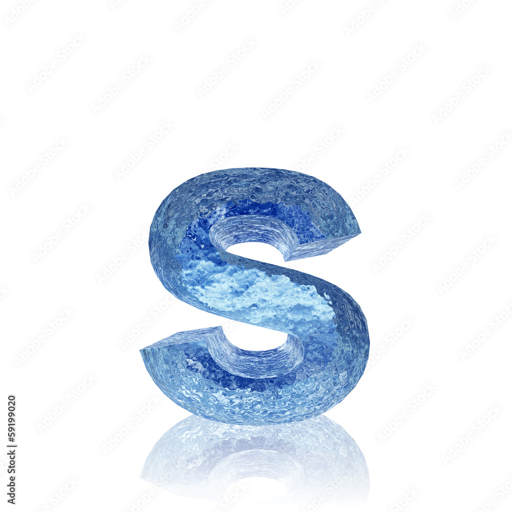 Blue water or ice font isolated for winter Blue water or ice font isolated for winter