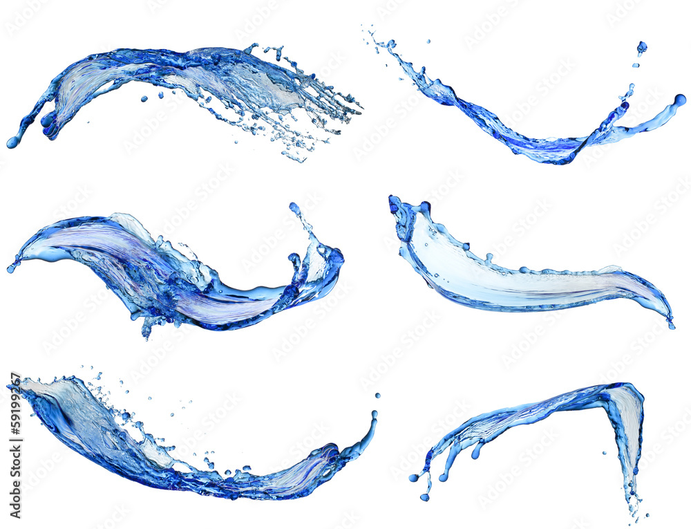 water splash collection isolated on white background