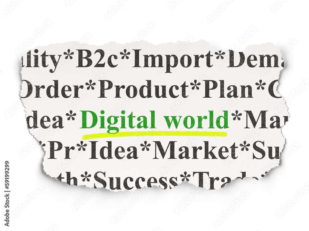 Information concept: Digital World on Paper background Information concept: Digital World on Paper background