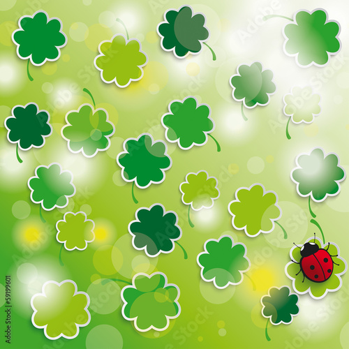 Spring card shamrock sunlights