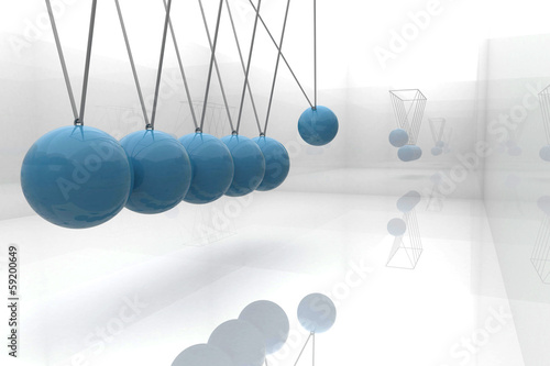 Blue newtons cradle