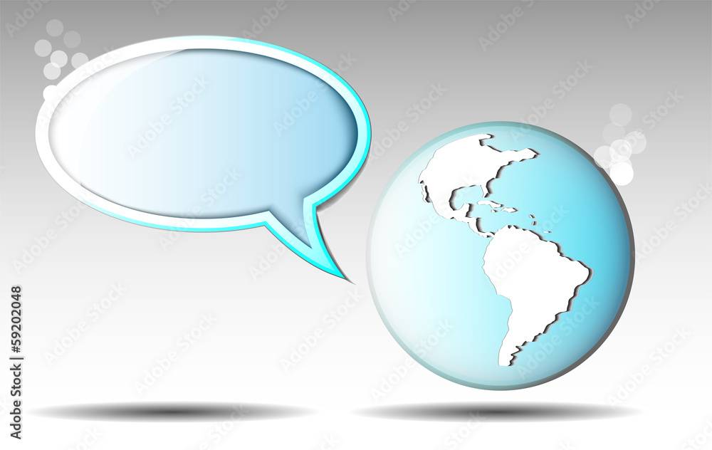 Illustration of text balloon with earth. Illustration of text balloon with earth.