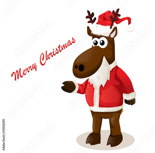 Cartoon Christmas reindeer - vector illustration.