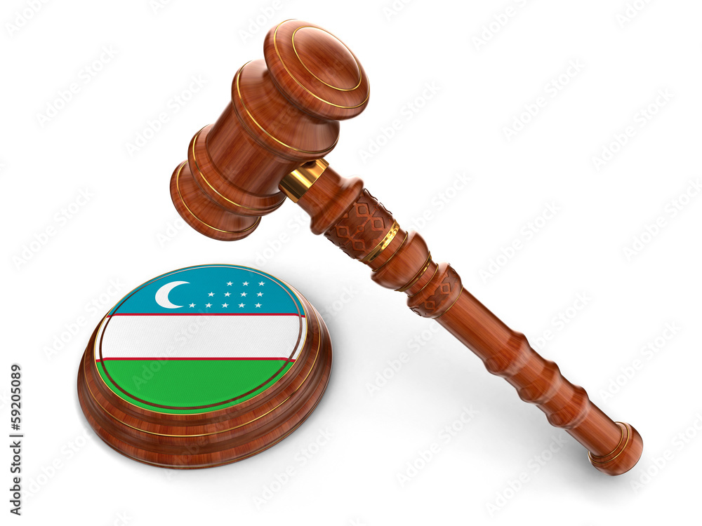 Wooden Mallet and Uzbek flag (clipping path included)