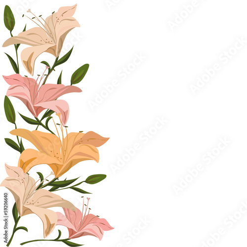 Fototapeta Naklejka Na Ścianę i Meble -  floral border with lilies