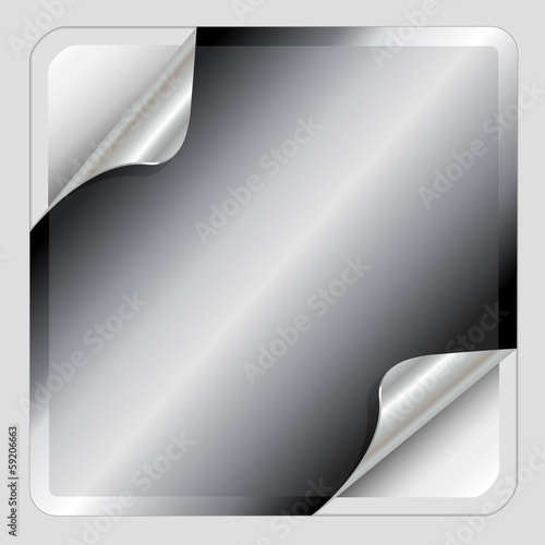 Metallic silver sticker with curled corners