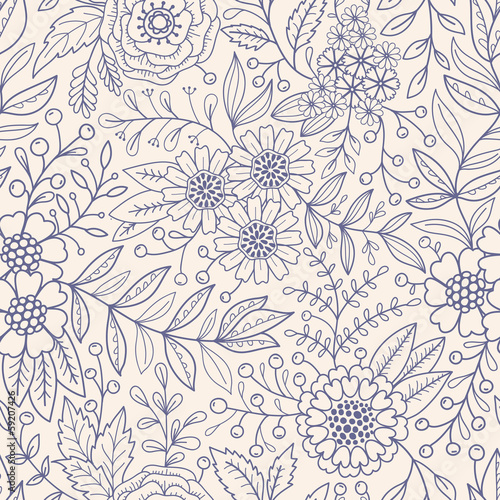 Carta da parati stile francese - Carta da parati Seamless floral pattern