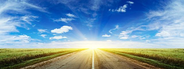 Morning summer road panorama