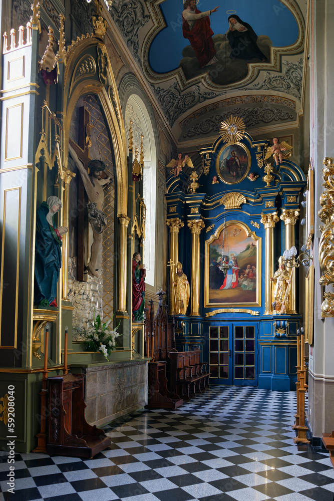 Interior of parish church P.W. St. Clement in Wieliczka, Poland.