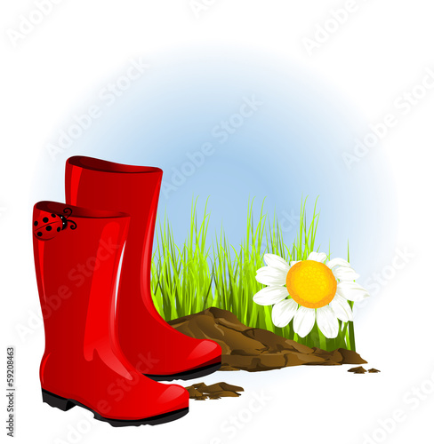 red rubber boot