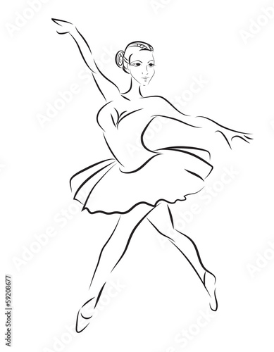 Vector contour sketch of ballet dancer
