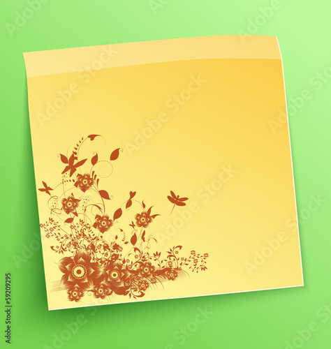 Stick note with abstract flowers