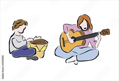tocando la guitarra