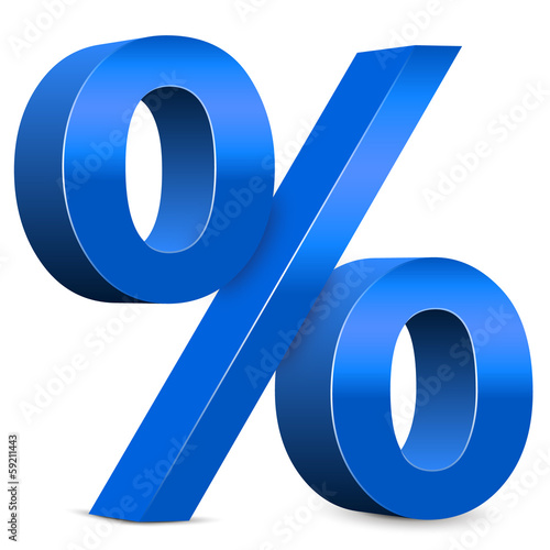Rabatt – Blaues Prozentzeichen, 3d, Prozent, Icon, Zeichen