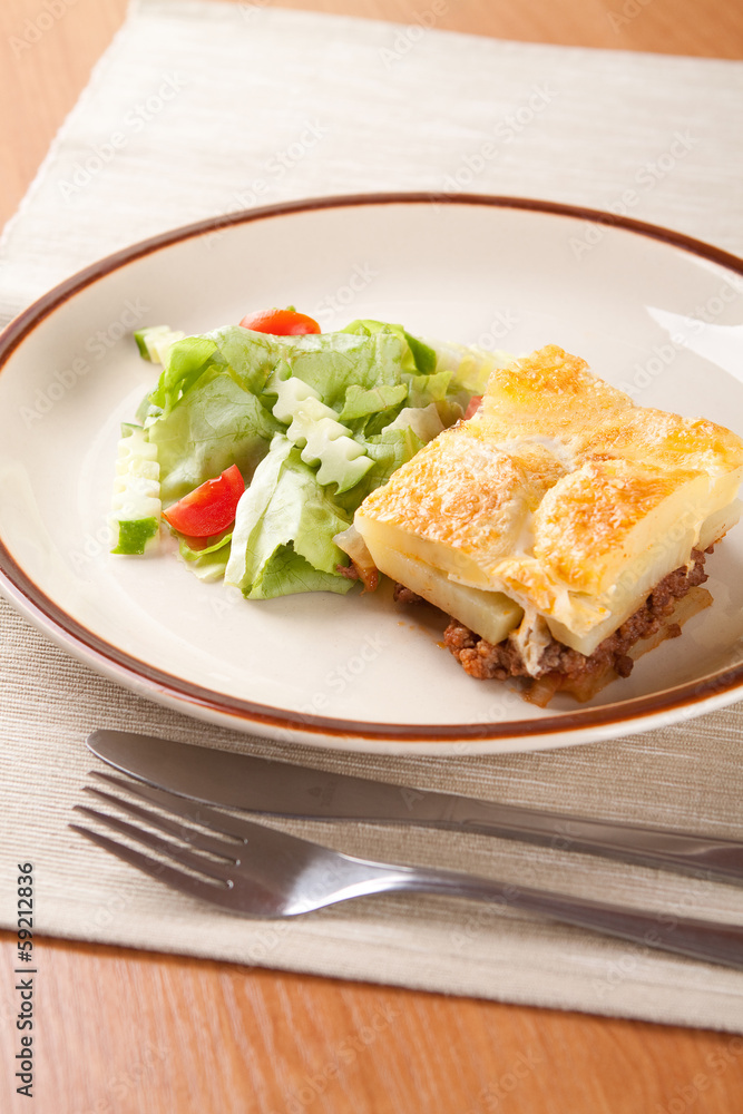 Front ground beef meat with tomato and cream Front ground beef meat with tomato and cream